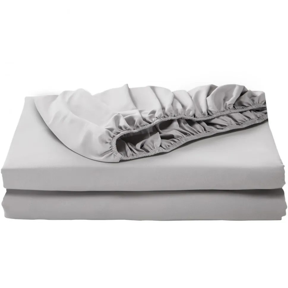 VEVOR Fitted Sheet, 1 Set of 2 Pieces, Twin Size Elastic Fitted Sheet with High-Quality Microfiber, Wear-Resistant & Breathable Twin Fitted Sheet with Single-Sided Brushing, Fit for 15 in Mattress