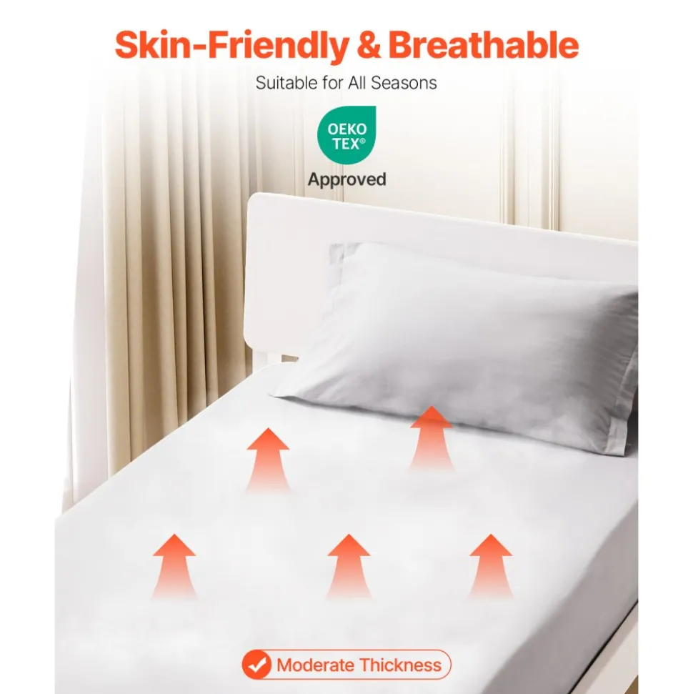 VEVOR Fitted Sheet, 1 Set of 2 Pieces, Twin Size Elastic Fitted Sheet with High-Quality Microfiber, Wear-Resistant & Breathable Twin Fitted Sheet with Single-Sided Brushing, Fit for 15 in Mattress