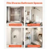 VEVOR Fixed Glass Shower Panel, 34 x 73.6 in Semi-Framed Fixed Shower Screen, 5/16 in Thick Clear Tempered Glass Door with Bottom Seal Strip and Hardware, Easy to Clean, for Bathroom, Matte Black