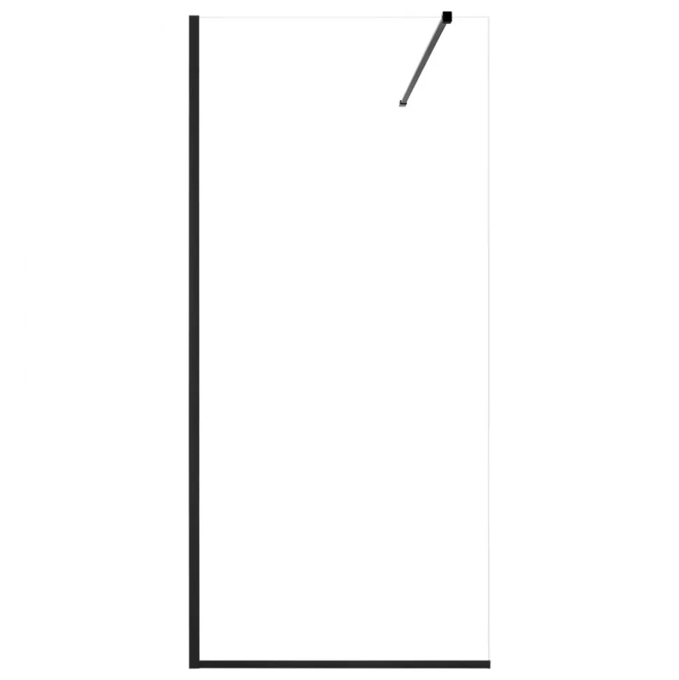VEVOR Fixed Glass Shower Panel, 34 x 73.6 in Semi-Framed Fixed Shower Screen, 5/16 in Thick Clear Tempered Glass Door with Bottom Seal Strip and Hardware, Easy to Clean, for Bathroom, Matte Black