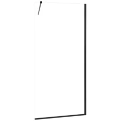 VEVOR Fixed Glass Shower Panel, 34 x 73.6 in Semi-Framed Fixed Shower Screen, 5/16 in Thick Clear Tempered Glass Door with Bottom Seal Strip and Hardware, Easy to Clean, for Bathroom, Matte Black