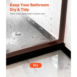 VEVOR Fixed Glass Shower Panel, 34 x 73.6 in Full-Framed Fixed Shower Screen, 5/16 in Thick Clear Tempered Glass Door with Bottom Seal Strip and Hardware, Easy to Clean, for Bathroom, Matte Black