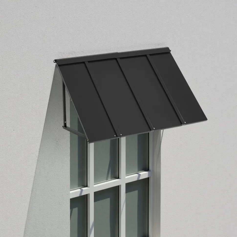 VEVOR Fixed Metal Awning 44 x 24 in, Window Awning Door Canopy, Stable Triangle Steel Frame Awnings for Doors Exterior Rain, and Snow Sunlight Protection for Door Entrance, Windows, Porches, Balconies