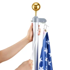 VEVOR Flag Pole, 25ft Heavy Duty Sectional Flagpole Kit for Outside House In Ground, Extra Thick Outdoor Aluminum Flagpole Kit with 3x5 American Flag for Yard, Residential or Commercial Use, Silver
