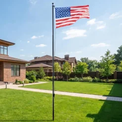 VEVOR Flag Pole, 20ft Heavy Duty Sectional Flagpole Kit for Outside House In Ground, Extra Thick Outdoor Aluminum Flagpole Kit with 3x5 American Flag for Yard, Residential or Commercial Use, Black