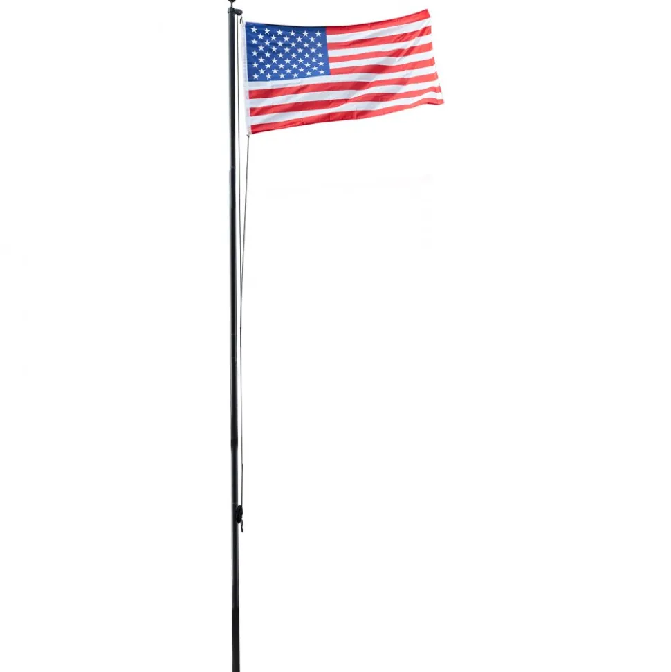 VEVOR Flag Pole, 20ft Heavy Duty Sectional Flagpole Kit for Outside House In Ground, Extra Thick Outdoor Aluminum Flagpole Kit with 3x5 American Flag for Yard, Residential or Commercial Use, Black
