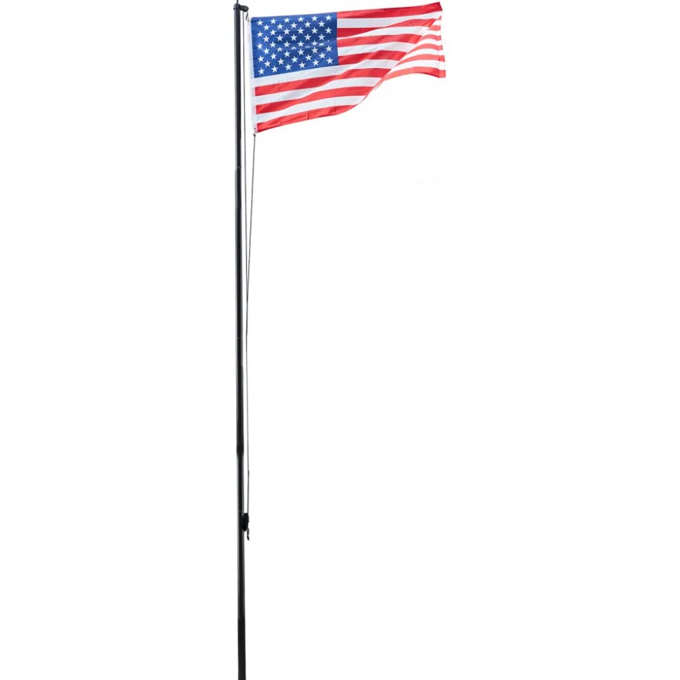 VEVOR Flag Pole, 20ft Heavy Duty Sectional Flagpole Kit for Outside House In Ground, Extra Thick Outdoor Aluminum Flagpole Kit with 3x5 American Flag for Yard, Residential or Commercial Use, Black