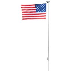 VEVOR Flag Pole, 20ft Heavy Duty Sectional Flagpole Kit with 136 LED Solar Light for Outside House In Ground, Outdoor Aluminum Flagpole with 3x5 American Flag for Yard, Residential, Commercial, Silver