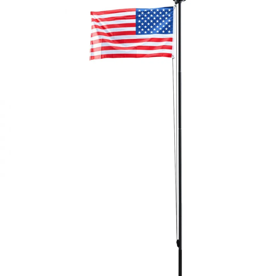 VEVOR Flag Pole, 25ft Heavy Duty Sectional Flagpole Kit with 136 LED Solar Light for Outside House In Ground, Outdoor Aluminum Flagpole with 3x5 American Flag for Yard, Residential, Commercial, Black