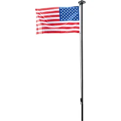 VEVOR Flag Pole, 20ft Heavy Duty Sectional Flagpole Kit with 136 LED Solar Light for Outside House In Ground, Outdoor Aluminum Flagpole with 3x5 American Flag for Yard, Residential, Commercial, Black