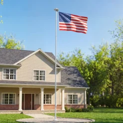 VEVOR Flag Pole, 25ft Heavy Duty Sectional Flagpole Kit with 136 LED Solar Light for Outside House In Ground, Outdoor Aluminum Flagpole with 3x5 American Flag for Yard, Residential, Commercial, Silver