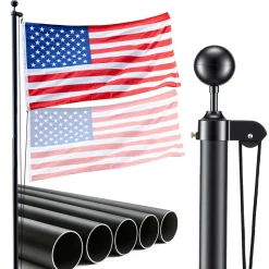 VEVOR Flag Pole, 16ft Heavy Duty Sectional Flagpole Kit for Outside House In Ground, Extra Thick Outdoor Aluminum Flagpole Kit with 3x5 American Flag for Yard, Residential or Commercial Use, Black