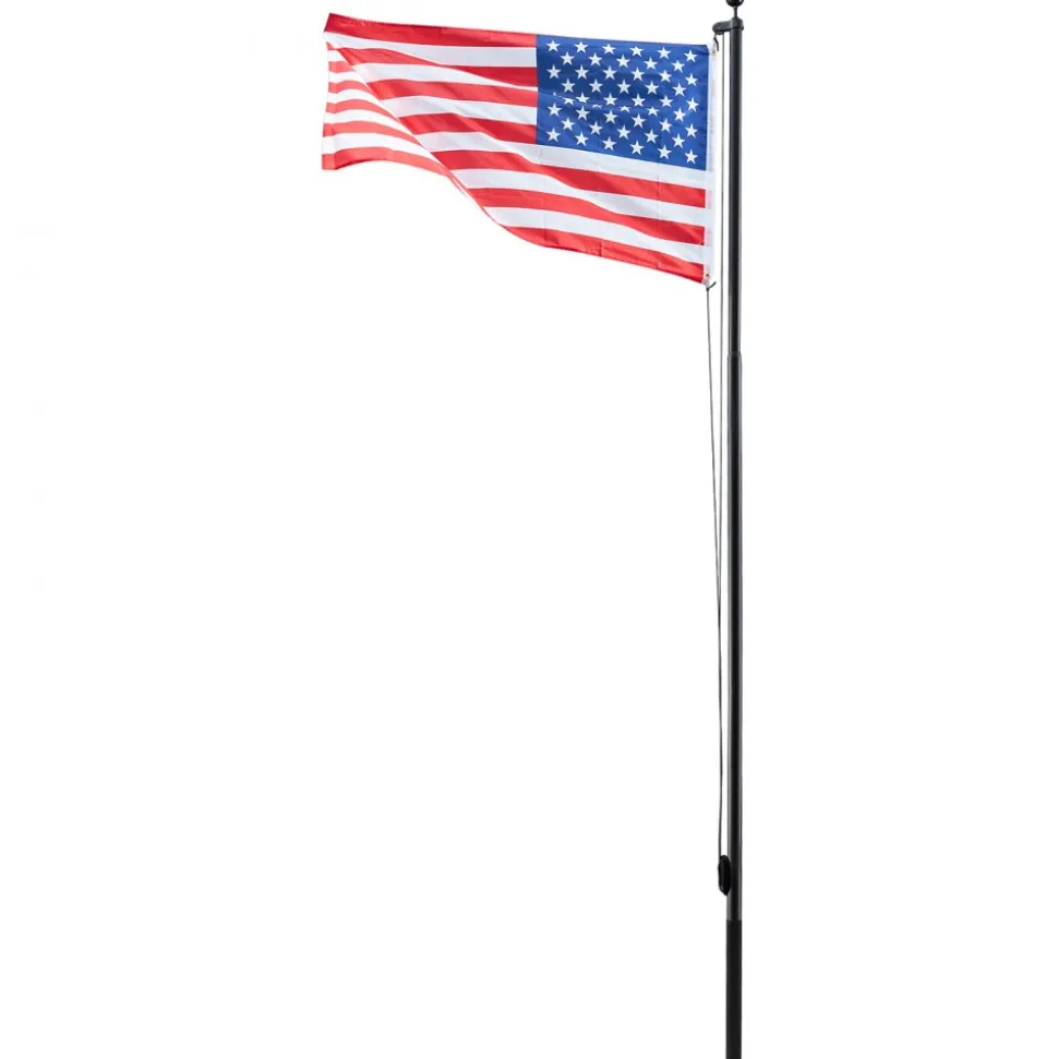 VEVOR Flag Pole, 16ft Heavy Duty Sectional Flagpole Kit for Outside House In Ground, Extra Thick Outdoor Aluminum Flagpole Kit with 3x5 American Flag for Yard, Residential or Commercial Use, Black