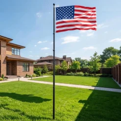 VEVOR Flag Pole, 30ft Heavy Duty Telescopic Flagpole Kit for Outside House In Ground, Extra Thick Outdoor Aluminum Flagpole Kit with 3x5 American Flag for Yard, Residential or Commercial Use, Black