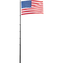 VEVOR Flag Pole, 30ft Heavy Duty Telescopic Flagpole Kit for Outside House In Ground, Extra Thick Outdoor Aluminum Flagpole Kit with 3x5 American Flag for Yard, Residential or Commercial Use, Black