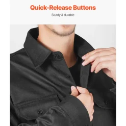 VEVOR Flame Resistant Welding Jacket, 7oz. FR Shirts for Men, Machine Washable Cotton Heat-Resistant Welding Shirt, Meets ATPV 9.2 Cal/cm² Arc Rating - XL Size