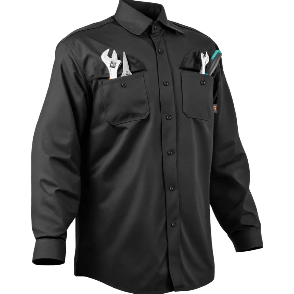 VEVOR Flame Resistant Welding Jacket, 7oz. FR Shirts for Men, Machine Washable Cotton Heat-Resistant Welding Shirt, Meets ATPV 9.2 Cal/cm² Arc Rating - XL Size
