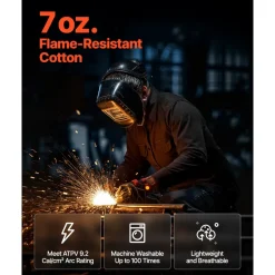 VEVOR Flame Resistant Welding Jacket, 7oz. FR Shirts for Men, Machine Washable Cotton Heat-Resistant Welding Shirt, Meets ATPV 9.2 Cal/cm² Arc Rating - XL Size