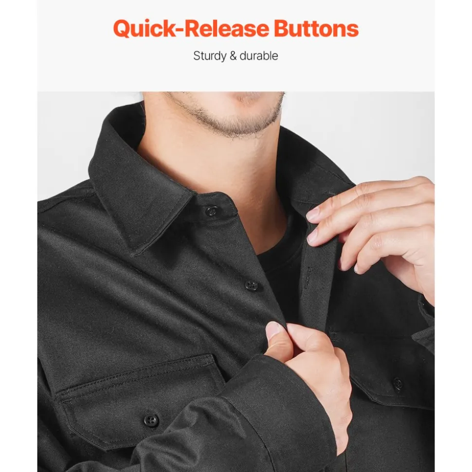 VEVOR Flame Resistant Welding Jacket, 7oz. FR Shirts for Men, Machine Washable Cotton Heat-Resistant Welding Shirt, Meets ATPV 9.2 Cal/cm² Arc Rating - XXL Size