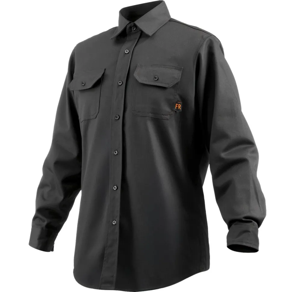 VEVOR Flame Resistant Welding Jacket, 7oz. FR Shirts for Men, Machine Washable Cotton Heat-Resistant Welding Shirt, Meets ATPV 9.2 Cal/cm² Arc Rating - XXL Size