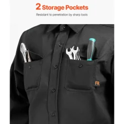 VEVOR Flame Resistant Welding Jacket, 7oz. FR Shirts for Men, Machine Washable Cotton Heat-Resistant Welding Shirt, Meets ATPV 9.2 Cal/cm² Arc Rating - XXL Size