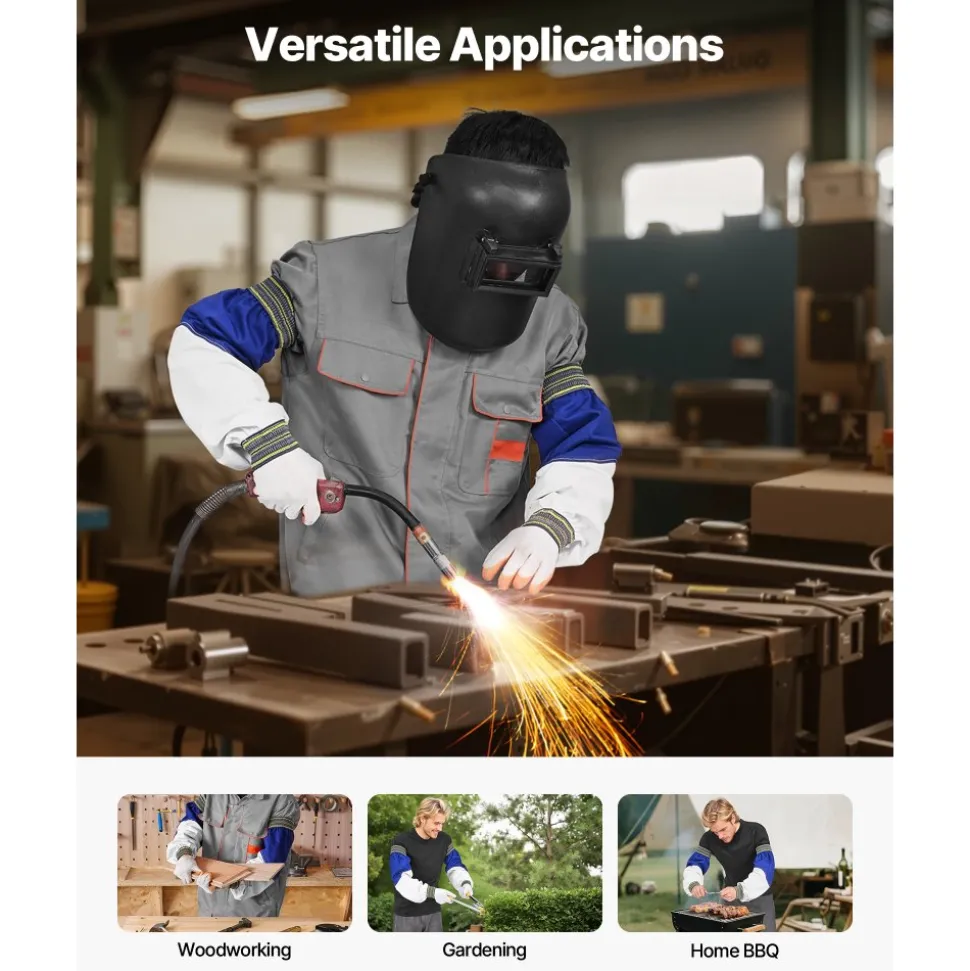VEVOR Flame Resistant Welding Sleeves, Heavy Duty Sheepskin & FR Cotton Arm Protection Sleeves for Men Women, Heat Resistant with Elastic Cuffs for Welding, Woodworking, Blacksmithing