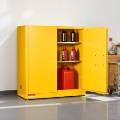 VEVOR Flammable Cabinet, 43.0 x 18.1 x 46.4 Inch, 29 Gallon Flammable Storage Cabinet with Adjustable Shelf, Cold-Rolled and Galvanized Steel Fire Cabinets, for Commercial Industrial Home Use, Yellow
