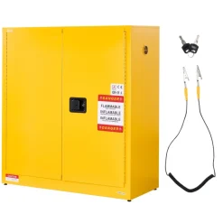 VEVOR Flammable Cabinet, 37.9 x 34.0 x 65.0 Inch, 65 Gallon Flammable Storage Cabinet with Adjustable Shelf, Cold-Rolled and Galvanized Steel Fire Cabinets, for Commercial Industrial Home Use, Yellow