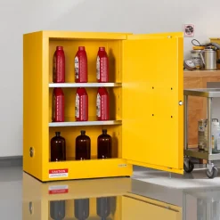 VEVOR Flammable Cabinet, 23.2 x 18.1 x 35.4 Inch, 13 Gallon Flammable Storage Cabinet with Adjustable Shelf, Cold-Rolled and Galvanized Steel Fire Cabinets, for Commercial Industrial Home Use, Yellow