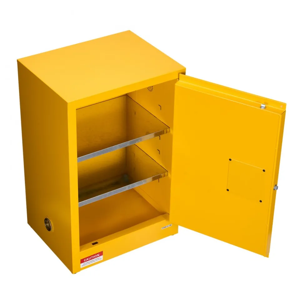 VEVOR Flammable Cabinet, 23.2 x 18.1 x 35.4 Inch, 13 Gallon Flammable Storage Cabinet with Adjustable Shelf, Cold-Rolled and Galvanized Steel Fire Cabinets, for Commercial Industrial Home Use, Yellow
