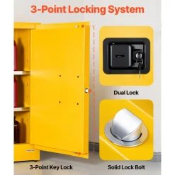 VEVOR Flammable Cabinet, 23.2 x 18.1 x 35.4 Inch, 13 Gallon Flammable Storage Cabinet with Adjustable Shelf, Cold-Rolled and Galvanized Steel Fire Cabinets, for Commercial Industrial Home Use, Yellow