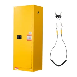 VEVOR Flammable Cabinet, 23.2 x 18.1 x 65.0 inch, 23 Gallon Flammable Storage Cabinet with Adjustable Shelf, Cold-Rolled and Galvanized Steel Fire Cabinets, for Commercial Industrial Home Use, Yellow