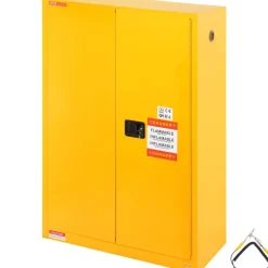 VEVOR Flammable Safety Cabinet, 45 Gal, Cold-Rolled Steel Flammable Liquid Storage Cabinet, 42.9 x 18.1 x 65.2 in Explosion Proof with 2 Adjustable Shelves 2 Manual Doors for Industrial Use, Yellow