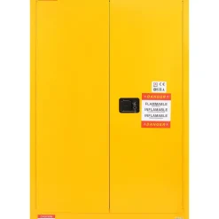 VEVOR Flammable Safety Cabinet, 45 Gal, Cold-Rolled Steel Flammable Liquid Storage Cabinet, 42.9 x 18.1 x 65.2 in Explosion Proof with 2 Adjustable Shelves 2 Manual Doors for Industrial Use, Yellow