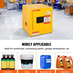 VEVOR Flammable Safety Cabinet, 11 Gal, Cold-Rolled Steel Flammable Liquid Storage Cabinet, Â 16.9 x 16.9 x 18.2 in Explosion Proof with 1 Door for Industrial Use, NFPA Code 30 OSHA Standards Yellow