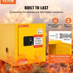 VEVOR Flammable Safety Cabinet, 11 Gal, Cold-Rolled Steel Flammable Liquid Storage Cabinet, 16.9 x 16.9 x 18.2 in Explosion Proof with 1 Door for Industrial Use, NFPA Code 30 OSHA Standards Yellow