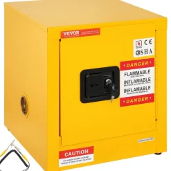 VEVOR Flammable Safety Cabinet, 11 Gal, Cold-Rolled Steel Flammable Liquid Storage Cabinet, 16.9 x 16.9 x 18.2 in Explosion Proof with 1 Door for Industrial Use, NFPA Code 30 OSHA Standards Yellow