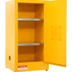 VEVOR Flammable Safety Cabinet, 16 Gal, Cold-Rolled Steel Flammable Liquid Storage Cabinet, 18.1 x 18.1 x 35.4 in Explosion Proof with 2 Adjustable Shelves 1 Door for Commercial Industrial Use, Yellow