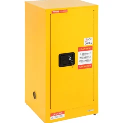 VEVOR Flammable Safety Cabinet, 16 Gal, Cold-Rolled Steel Flammable Liquid Storage Cabinet, 18.1 x 18.1 x 35.4 in Explosion Proof with 2 Adjustable Shelves 1 Door for Commercial Industrial Use, Yellow