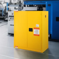 VEVOR Flammable Storage Cabinet 34 Gal, 43.1x18.1x50.1 inch Cold-Rolled Steel Flammable Liquid Storage Cabinet Explosion Proof with 1 Adjustable Shelf 2 Manual Closing Doors for Industrial Use, Yellow
