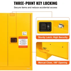 VEVOR Flammable Storage Cabinet 34 Gal, 43.1x18.1x50.1 inch Cold-Rolled Steel Flammable Liquid Storage Cabinet Explosion Proof with 1 Adjustable Shelf 2 Manual Closing Doors for Industrial Use, Yellow