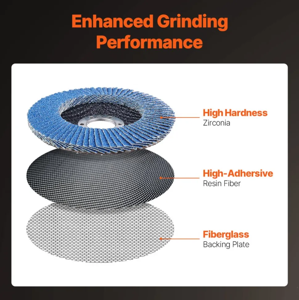 VEVOR Flap Discs 60 Grit, 4-1/2" x 7/8" Flap Discs for Angle Grinder, Type 29 Zirconia Flap Sanding Disc, Bevel Type Abrasive Grinding Wheels for Deburring, Rust Removal, Sanding, Finishing (10 Pack)