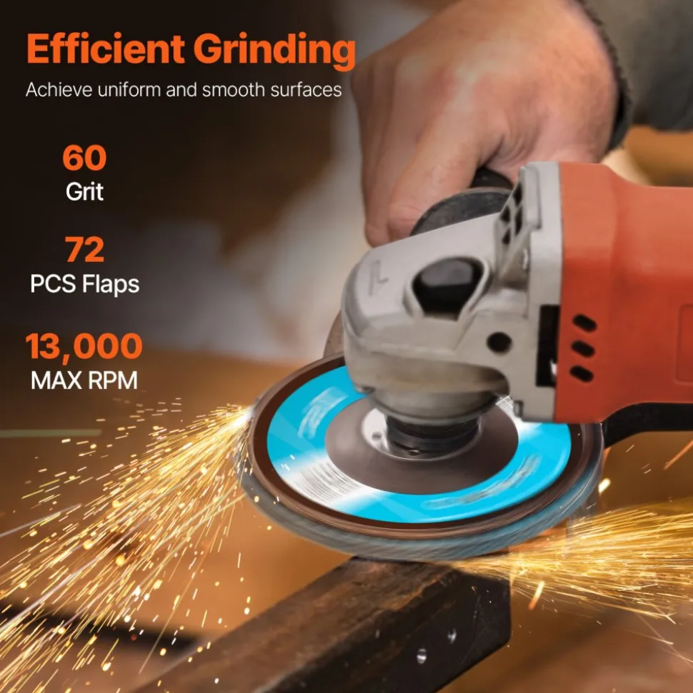 VEVOR Flap Discs 60 Grit, 4-1/2" x 7/8" Flap Discs for Angle Grinder, Type 29 Zirconia Flap Sanding Disc, Bevel Type Abrasive Grinding Wheels for Deburring, Rust Removal, Sanding, Finishing (10 Pack)