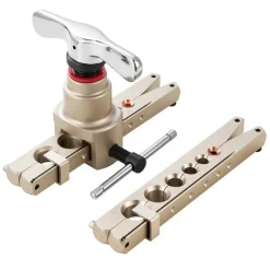 VEVOR Flaring Tool HVAC, 45° Eccentric Single Flaring Tool for 1/4"-3/4" & 6-19mm Copper Aluminum Tubes - with Metric & SAE Clamps, Tube Cutter & Toolbox for Refrigeration Air Conditioner Repair
