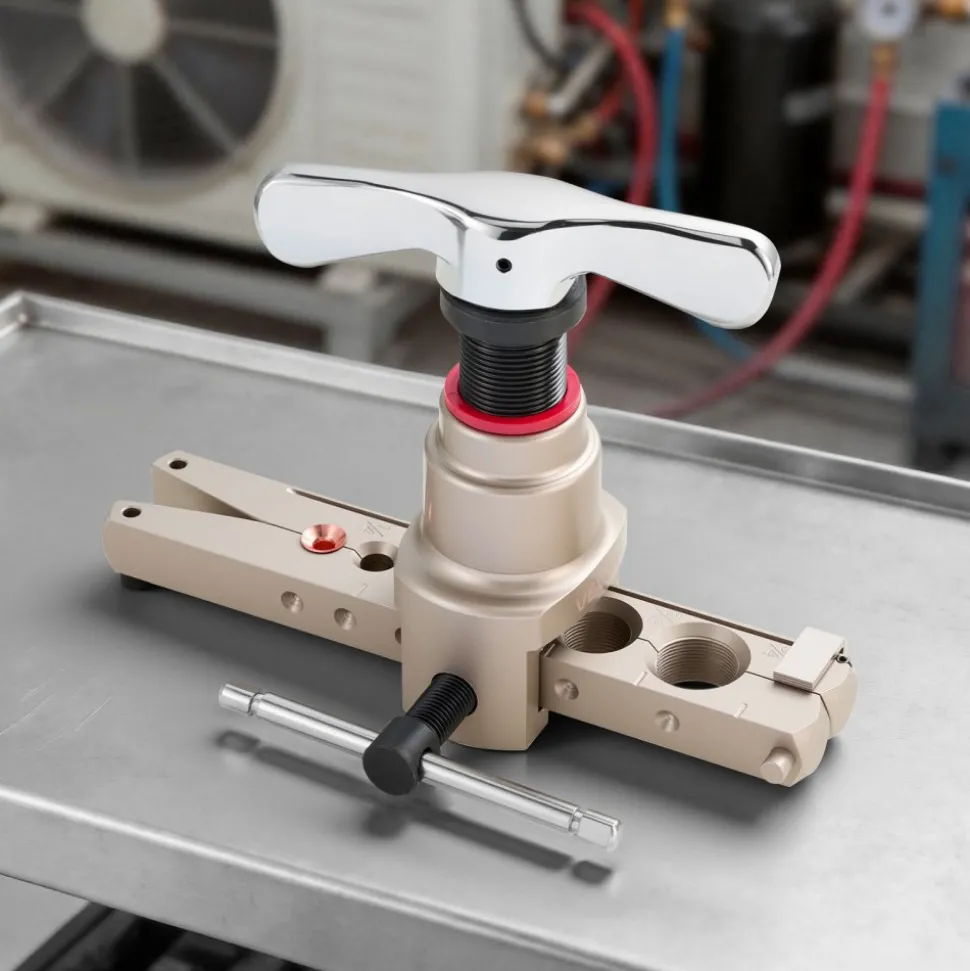 VEVOR Flaring Tool HVAC, 45° Eccentric Single Flaring Tool for 1/4"-3/4" & 6-19mm Copper Aluminum Tubes - with Metric & SAE Clamps, Tube Cutter & Toolbox for Refrigeration Air Conditioner Repair