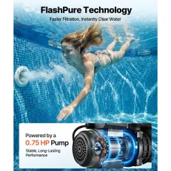 VEVOR FlashPure Sand Filter Pump, 14 in for Above Ground Pool, 0.75 HP 3500 GPH, Swimming Pool Filter System with Timer, 6X Faster Filtration, Media Installed, Leak-Resistant, Ready to Use Out of Box