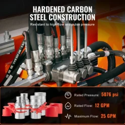 VEVOR 1/2" Flat Face Hydraulic Couplers, 1/2" NPT Skid Steer Hydraulic Quick Connect Couplers with 4 Dust Caps (ISO16028)