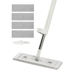 VEVOR Flat Mop, Self Wringing, Microfiber Floor Mop with 4 Reusable & Washable Mop Pads for Dry & Wet Floor Cleaning, Microfiber Flat Mop with Stainless Steel Handle for Hardwood Laminate Tile Vinyl