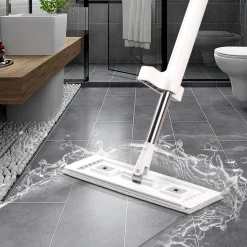VEVOR Flat Mop, Self Wringing, Microfiber Floor Mop with 4 Reusable & Washable Mop Pads for Dry & Wet Floor Cleaning, Microfiber Flat Mop with Stainless Steel Handle for Hardwood Laminate Tile Vinyl