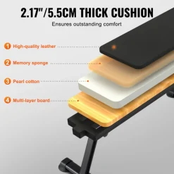 VEVOR Flat Weight Bench, Foldable Strength Training Bench, Utility Workout Bench for Full Body Workout, 1000 LBS Press Bench for Home Gym Exercise, for Multi-Purpose Weight Training and Ab Exercises